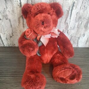 Vintage Chosun ALL RED Teddy Bear Plush Rose 16" Stuffed Animal Valentine's Day